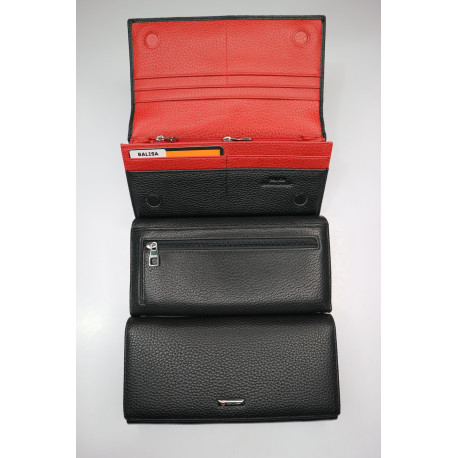 "BALISA"Кошелёк Женский Кожа Магнит КОД :BAS13-826 BLACK&RED